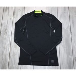 Nike Pro Dri Fit Fitted Men's Long Sleeve Shirt Size Medium Black/Green